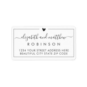 Étiquette Élégant Élégant Script Mariage Adresse de retour É