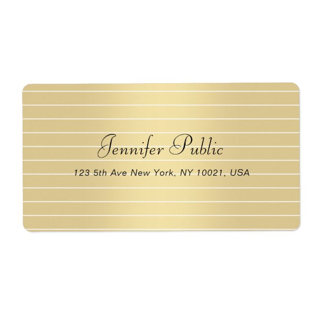 Étiquette Élégant Faux Gold Calligraphie Script Moderne tend (Devant)