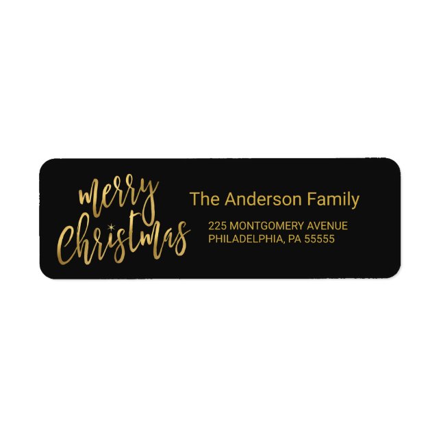 Étiquette Élégant Faux Gold Foil Noël Adresse de retour (Devant)