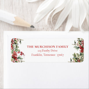 Étiquette Elegant Festive Greenery Holiday Adresse de retour