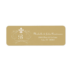 Étiquette Elegant Fleur de Lis Monogram