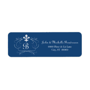 Étiquette Elegant Fleur de Lis Monogram