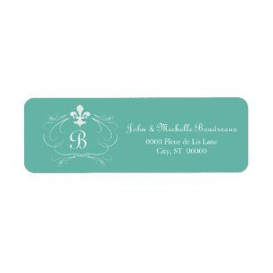 Étiquette Elegant Fleur de Lis Monogram