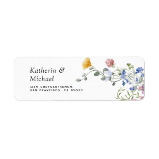 Étiquette Elégant fleur sauvage aquarelle Mariage de prairie
