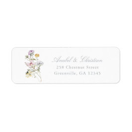 Étiquette Élégant Fleur sauvage Blush Adresse de retour