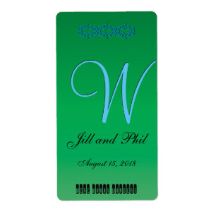 Étiquette Elegant Forest Green 3d Monogram