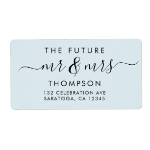 Étiquette Elegant Future MR and MRS Script Modern Light Blue