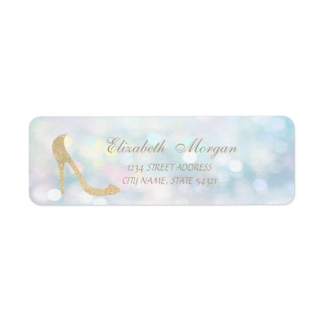 Étiquette Elegant Girly Bokeh, Parties scintillant High Heel (Devant)