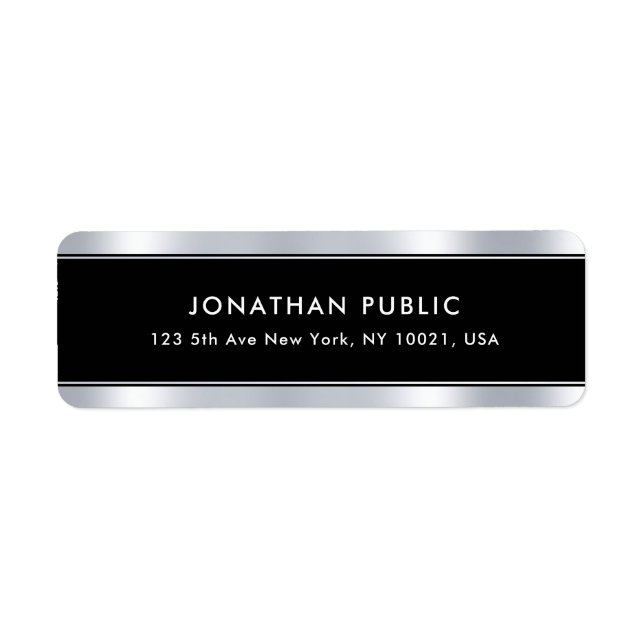 Étiquette Elégant Glamor noir Modèle argent Cool moderne (Devant)