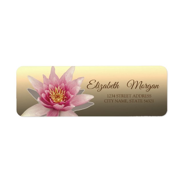 Étiquette Élégant Glamour Aquarelle Lotus Or (Devant)