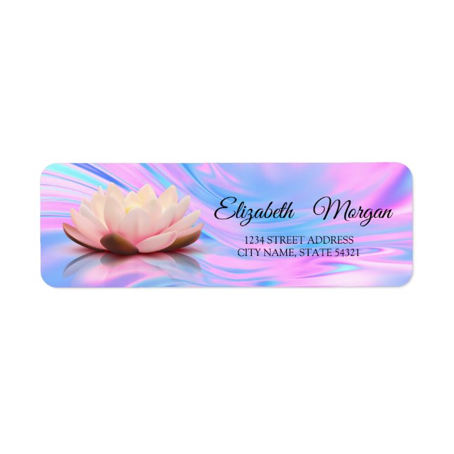 Étiquette Élégant Glamour Chic Lotus Holographique (Devant)