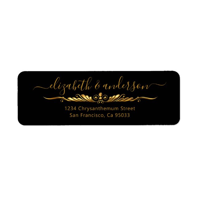 Étiquette Elegant Gold Adresse Golden Glamor Adresse de reto (Devant)