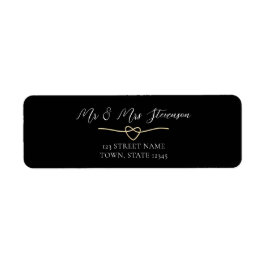 Étiquette Élégant Gold Black Mariage Adresse de retour Label