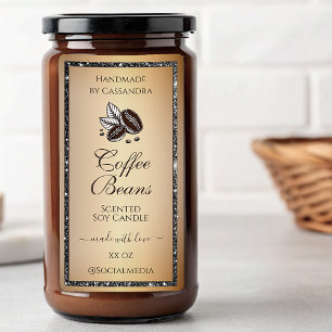 Étiquette Elégant Gold Coffee Silver Parties scintillant Éti