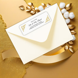 Étiquette Elegant Gold Filigree, Mariage Adresse de retour