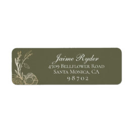 Étiquette Elegant Gold Floral Botanique Adresse de retour