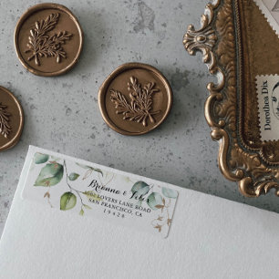 Étiquette Élégant Gold Green Adresse de retour Label
