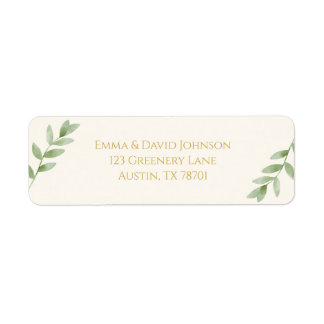 Étiquette Elegant Gold Greenery Christmas Return Address