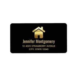 Étiquette Elegant Gold House Symbole Real Estate Design