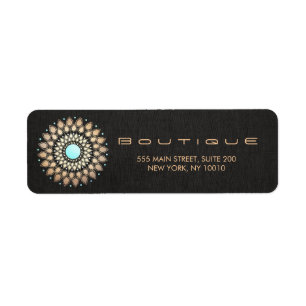Étiquette Elégant Gold Motif Chic Faux Black Linen