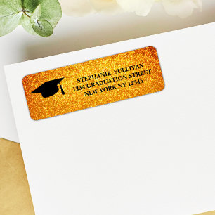 Étiquette Elegant Gold Parties scintillant Graduation Adress