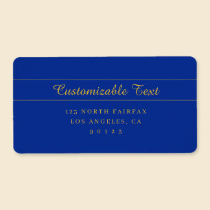 Étiquette Elegant Gold Script sur Navy Blue Adresse de retou