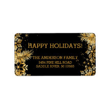 Elegant Gold Snowflakes Christmas Adresse de retou