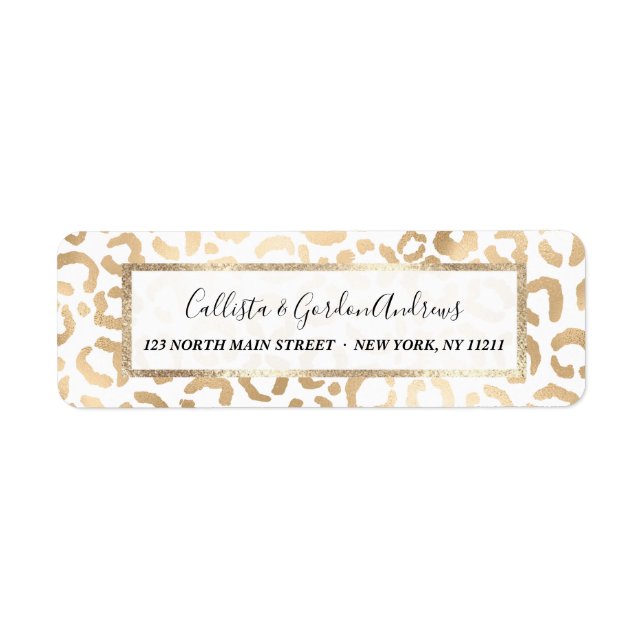 Étiquette Elegant Gold White Leopard Cheetah Animal Print (Devant)