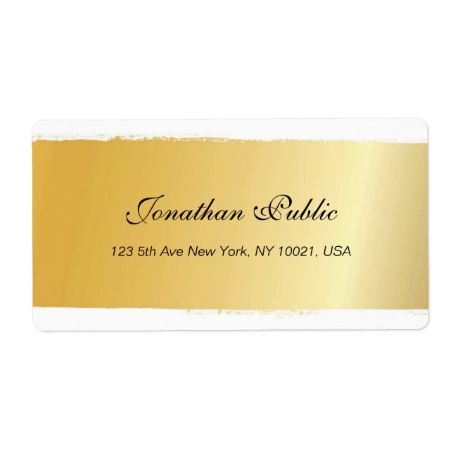 Étiquette Elegant Gold White Script Livraison professionnell (Devant)