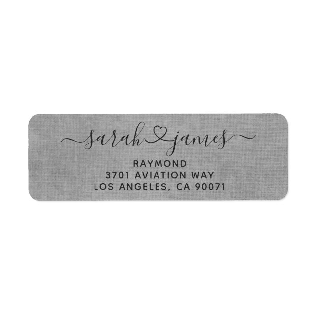 Étiquette Elegant Grey Rejoint Par Love Mariage Adresse de r (Devant)