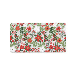 Étiquette Elégant hiver Rouge blanc Floral peinture