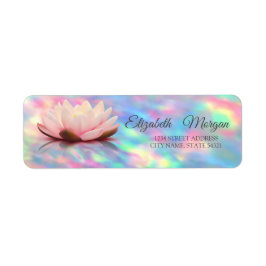 Étiquette Élégant Lotus Holographic Iridescente Opal