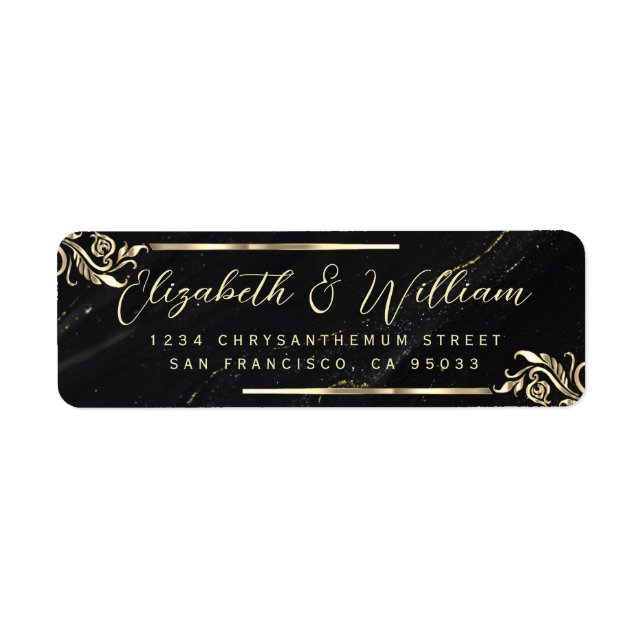 Étiquette Elégant luxe Gold Frame & Marble Adresse de retour (Devant)