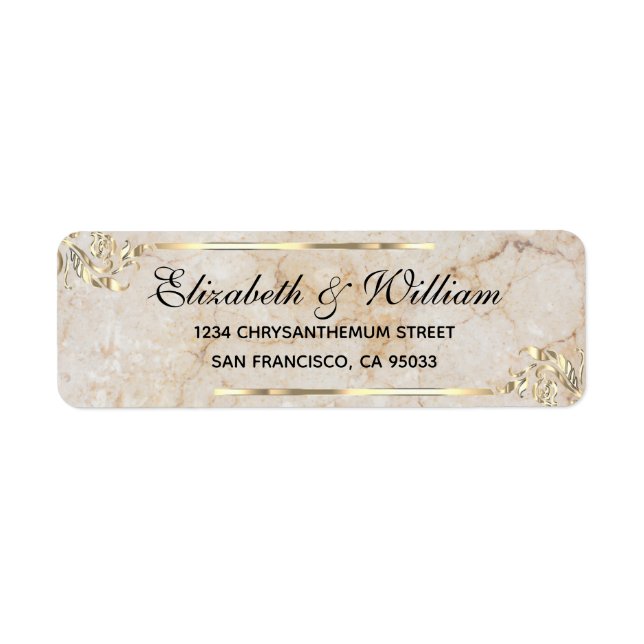 Étiquette Elégant luxe Gold stone Retourner Adresse Label (Devant)