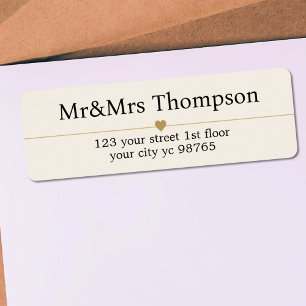 Étiquette Elégant Luxe White Gold Heart Line Mariage