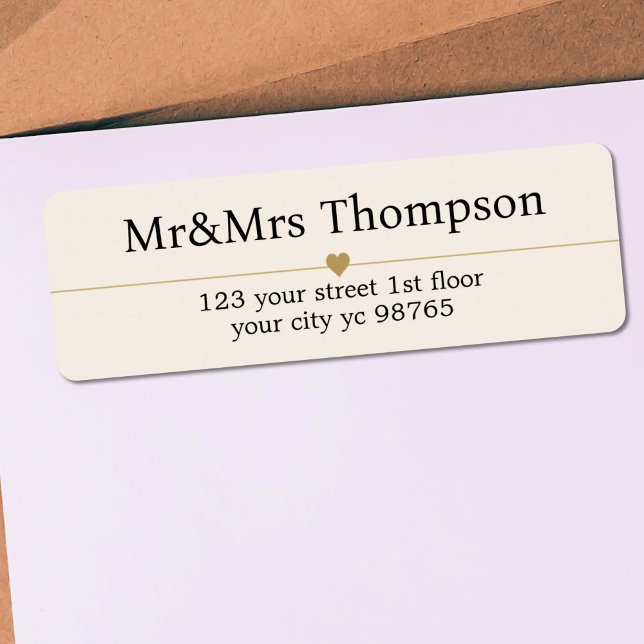 Étiquette Elégant Luxe White Gold Heart Line Mariage (Créateur téléchargé)