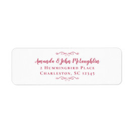 Étiquette Élégant Magenta Red Calligraphy Adresse de retour