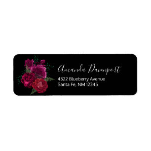Étiquette Elegant Magenta Rose Floral Bouquet