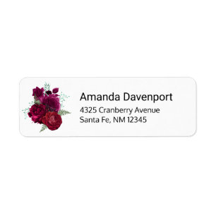 Étiquette Elegant Magenta Rose Floral Bouquet