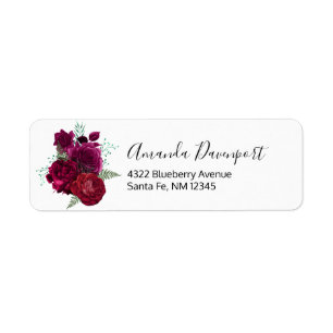 Étiquette Elegant Magenta Rose Floral Bouquet