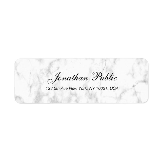 Étiquette Élégant Marbre blanc Script Luxe Professionnel (Devant)