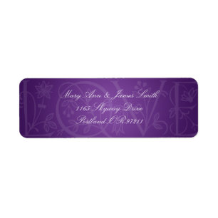 Étiquette Élégant Mariage Adresse Amour Flourish Purple