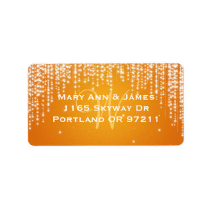 Étiquette Élégant Mariage Adresse Nuit Éblouissant Orange