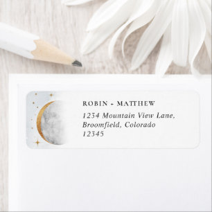 Étiquette Élégant Mariage céleste Adresse de retour Label