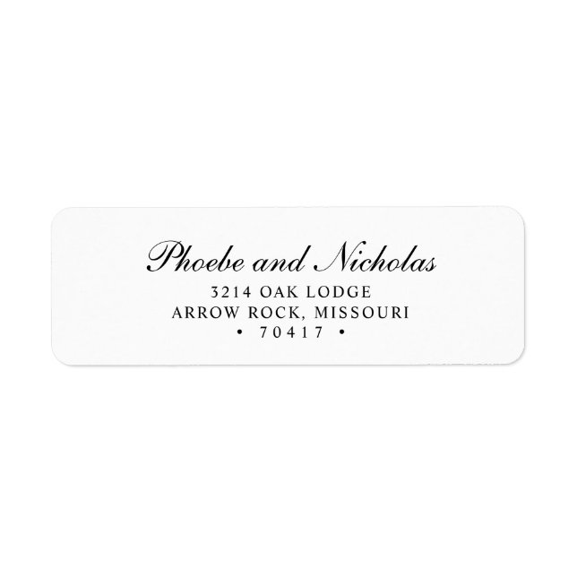 Étiquette Élégant Mariage d'adresse de retour noir et blanc (Devant)