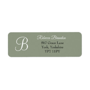 Étiquette Élégant Mariage de Monogramme Vert Sage
