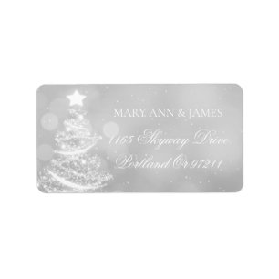 Étiquette Élégant Mariage de Noël Argent