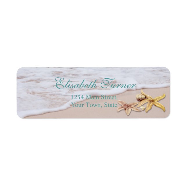 Étiquette Élégant Mariage de Starfish Plage Romantique (Devant)