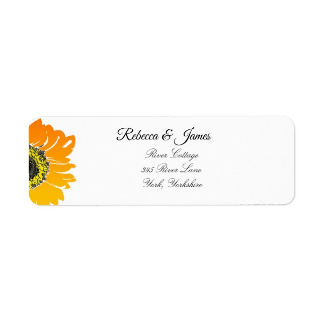 Étiquette Élégant mariage de tournesol Adresse de retour Lab (Devant)