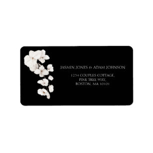 Étiquette Élégant Mariage d'orchidée noire et blanche